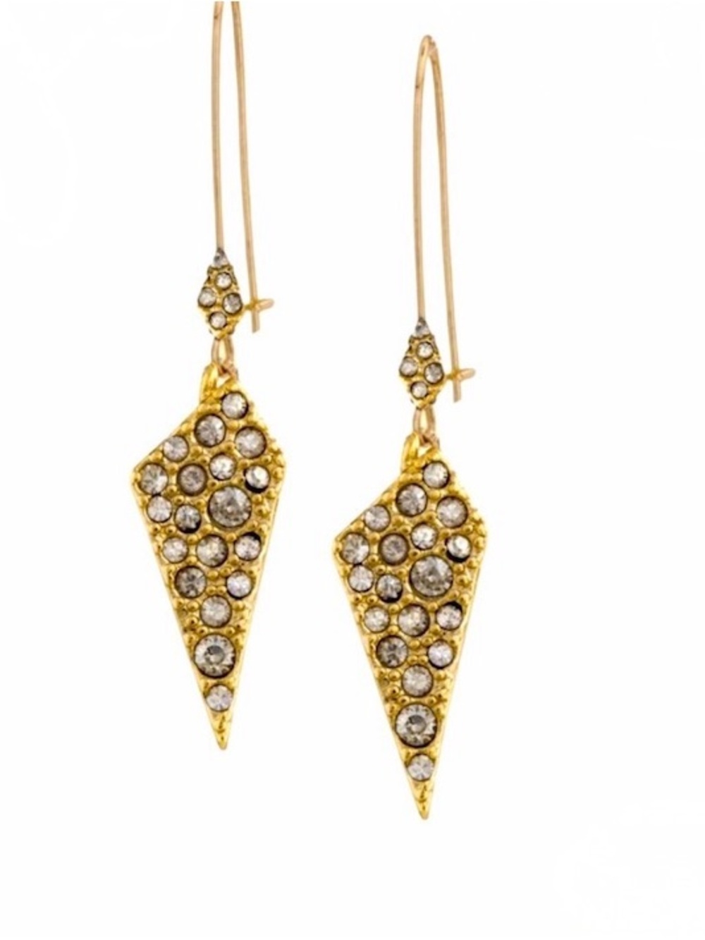 NEW Alexis Bittar Earrings Crystal Encrusted Spike Spear Gold Clear JN11 JL01